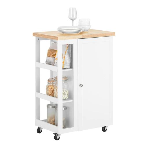 SoBuy Kitchen Trolley with 3 Shelves, Work Surface and Cabinet
