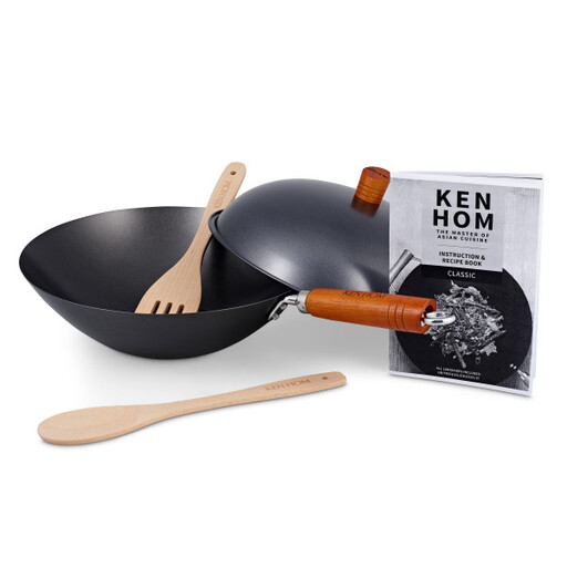 Ken Hom Classic Carbon Steel Wok Set, 31cm