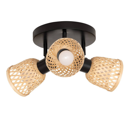 Atmosphera Lio Ceiling Light - 3 Lamps, 25 cm, Metal and Bamboo