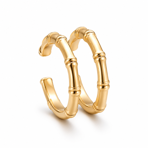 Bague double couche style bambou VoxorAI, ouverte et ajustable