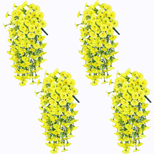 Lot de 4 lierres fleuris artificiels tombants