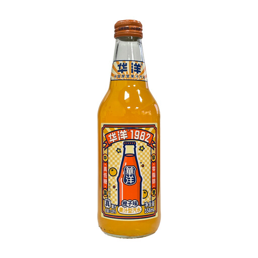 Huayang 1982 Orange Juice Soda Drink, 358ml bottle