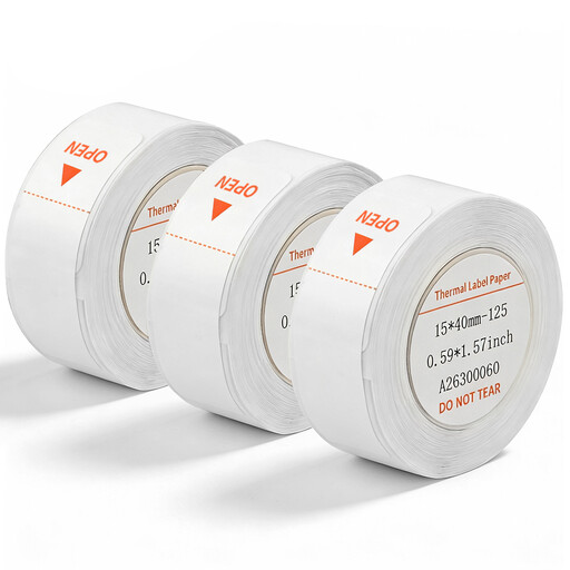 Larkie 15 x 40 mm Thermal Label Paper, 3-Roll Pack