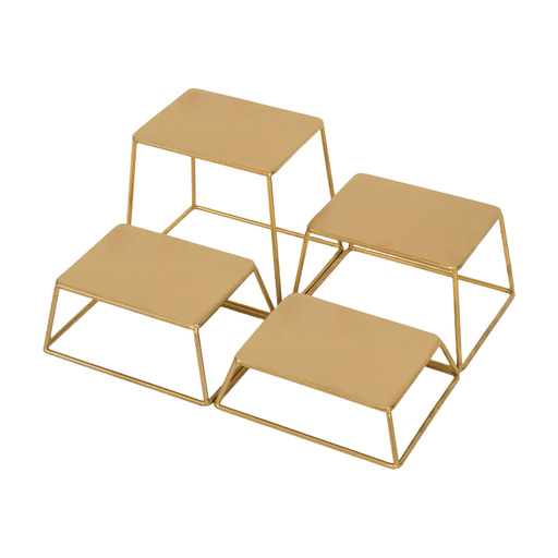 MyGift Set of 4 Modern Brass-Tone Display Stands