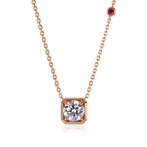 ALAIN MICHAL Auspice Necklace with Ruby S925 Silver Plated Gold 1 Carat
