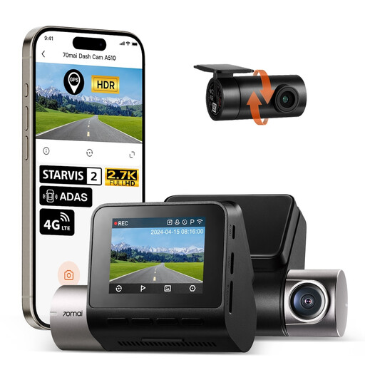 70mai 2.7K Dash Cam Front and Rear A510-1