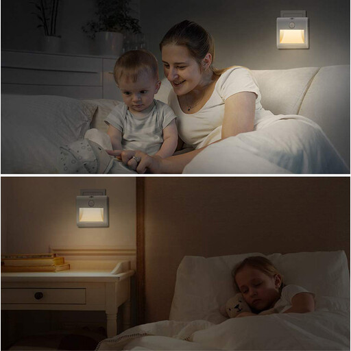 Set of 2 Motion-Sensing Night Lights with Touch Dimming