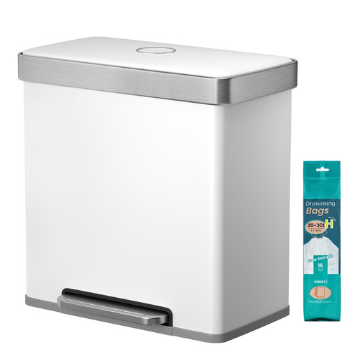 JOYFURNOS Dual Compartment Pedal Rubbish Bin, 2 x 30L