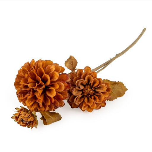 Candlelight Artificial Dahlia Flower Stem Burnt Orange 66cm