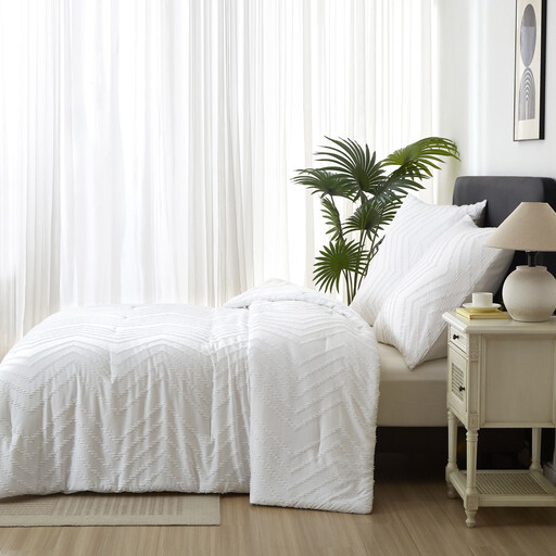 Meeallhome Comforter Set Soft Warm Tufted Neutral Bedding set 140*200cm/65*65cm*1 White