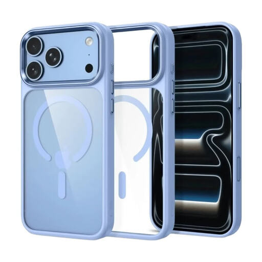 Tech-Protect Magmat MagSafe CC 手机壳，适用于 iPhone 17 Pro Max 和 18 Pro Max，浅蓝色透明款