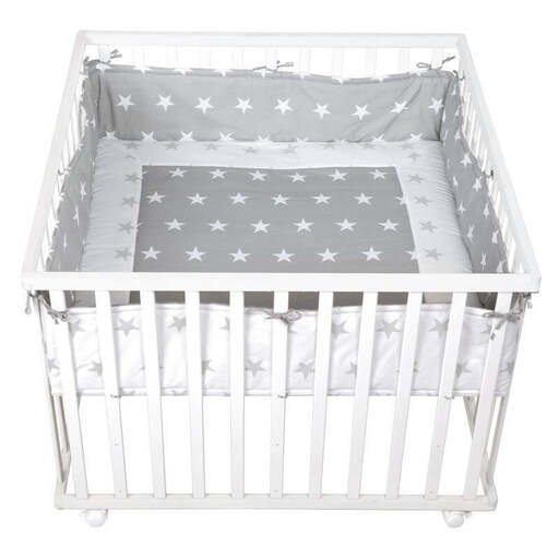 roba play fence 'Little Stars', 100x100 cm, safe play fence incl. protective insert & wheels, white