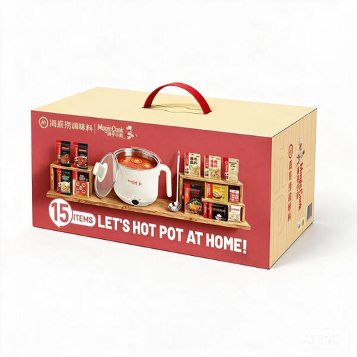 Haidilao Hot Pot Gift Box – Soup Base + Ingredients + Electric Cooker, 2020g