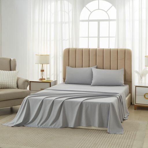 Meeallhome Polyester Microfibre Bedding Set in Grey