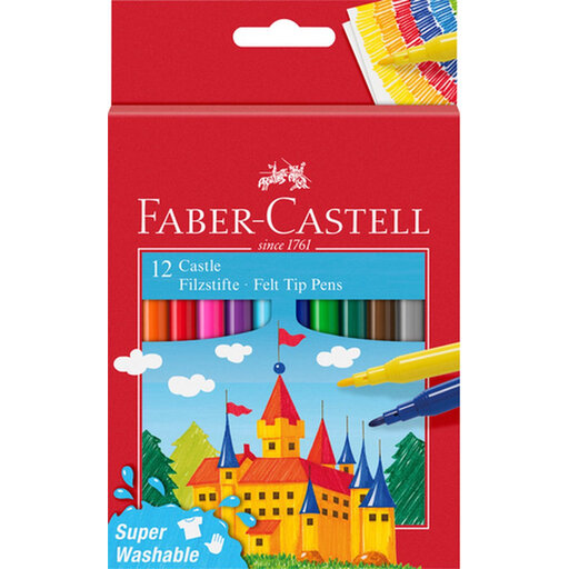 Faber-Castell Felt-Tip Pens Set - 12pcs, Assorted Colours
