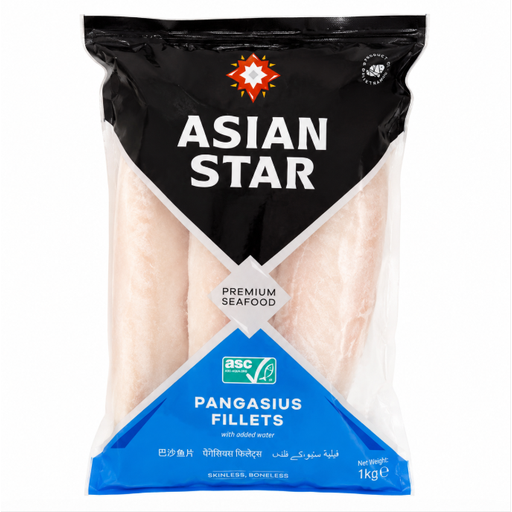 Asian Star White Pangasius Fillets, 1kg total, 800g net