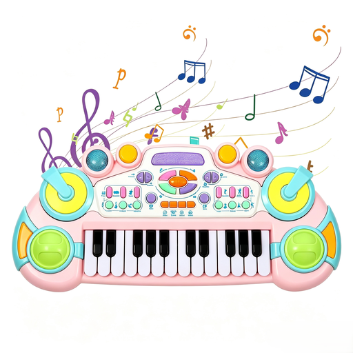 Kids Piano Toy 1-3-5 Years - Musical Keyboard with Soft Light, Volume Control & Sound Modes - Early Educational Sensory Instrument - Birthday & Christmas Gift for Toddlers