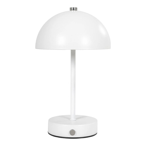 Lampe de table, métal, rechargeable, blanc/acier