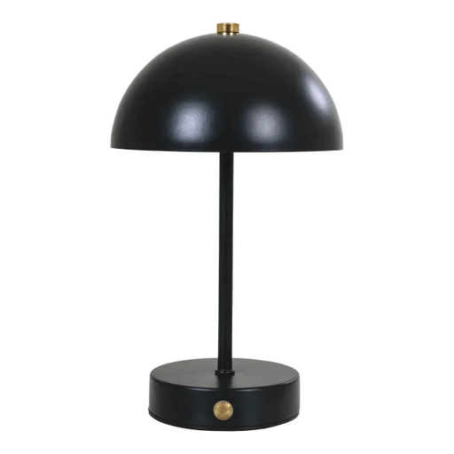 Lampe de table rechargeable en métal noir et laiton