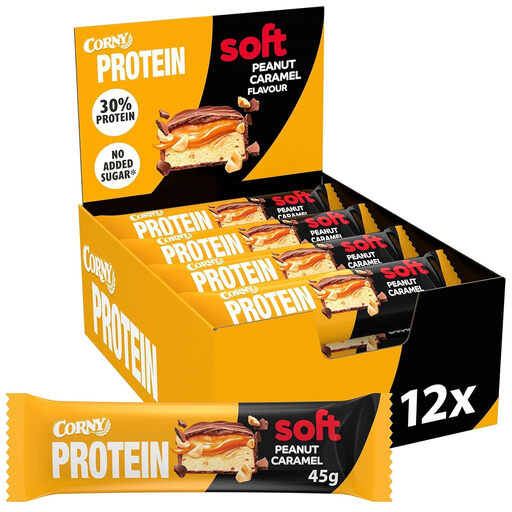 Corny No Added Sugar Protein Bars Soft Peanut-Caramel