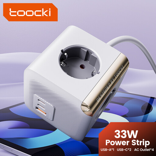 Toocki PD 33W Power Strip Surge Protector with 4 AC Outlets 2 USB-C Ports and Extension Cord