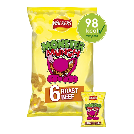 Walkers Monster Munch Roast Beef, 6 × 20g