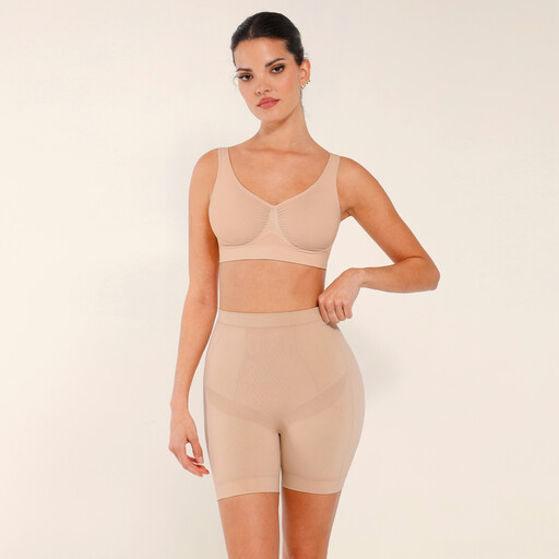 Feelingirl Seamless Comfort Mid Waist Tummy Control Shaping Shorts