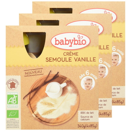 Babybio Vanilla Semolina Porridge Bottle 4 x 85 g