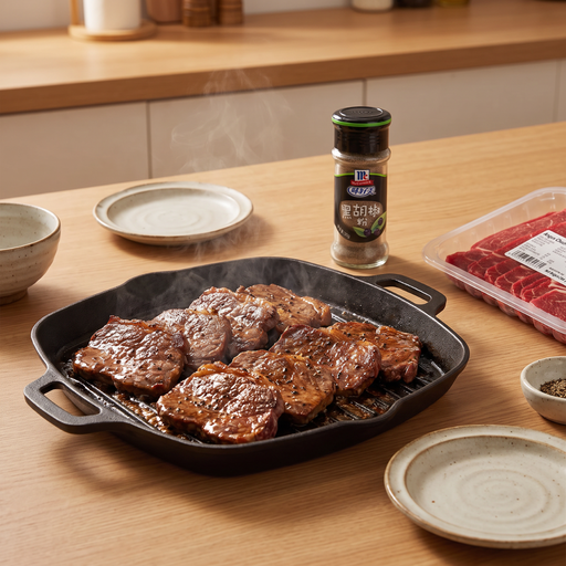 【BBQ】Black Pepper Tender Roast Beef: Kinda Angus Chuck Roll Slices 400g, McCormick Black Pepper Powder 30g