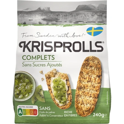 KRISPROLLS Swedish Rusk, Complete Nature, Unsweetened, 240g Bag