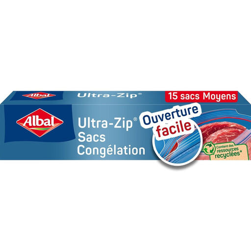 Sachets de congélation ALBAL Ultra-Zip Medium, lot de 15