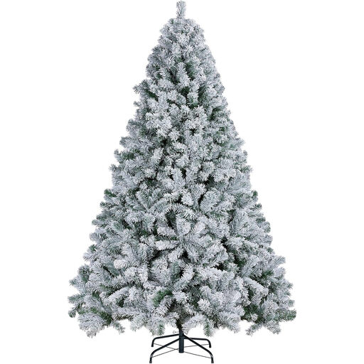 Yaheetech 7.5FT Flocked Artificial Christmas Tree with Foldable Stand Hinged Flocked Fir Lifelike Holiday Decorative Tree with 1284 PVC Tips