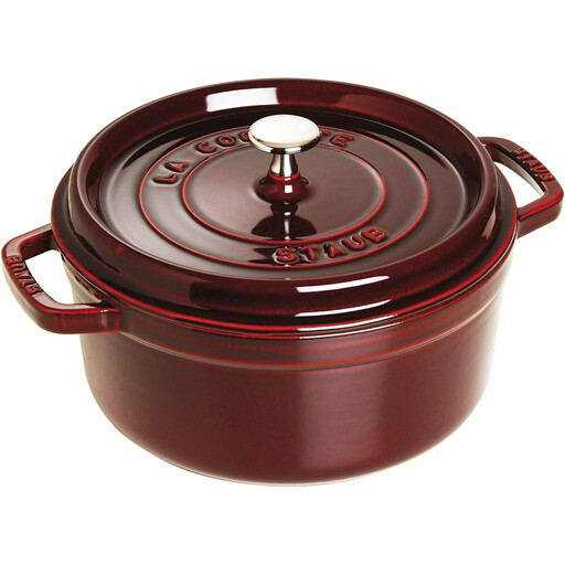 STAUB Cocotte with Steamer Insert, Round 26 cm, 5.2 L, Grenadine