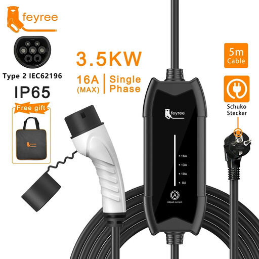 feyree Type2 3.5KW 16A 1Phase EV Charger Portable Charging Box