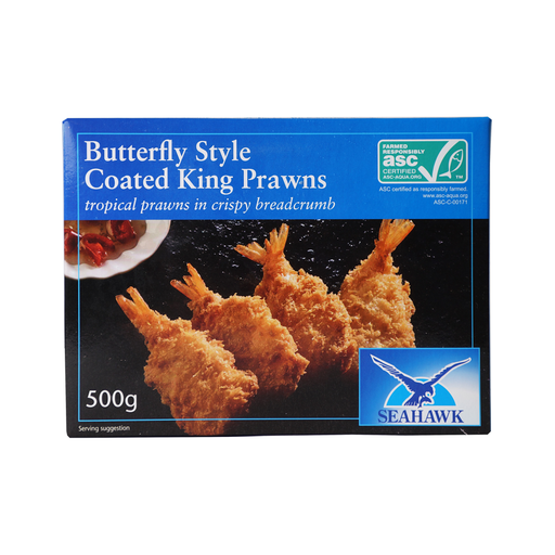 Seahawk Crumbed Butterfly King Prawns 500g