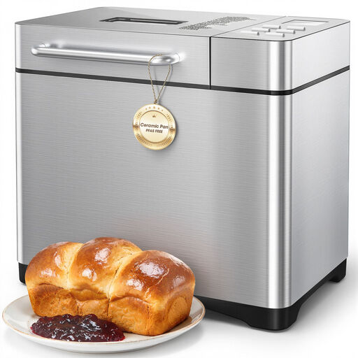 Havenwell 19-in-1 bread maker, 1 kg, silver, with timer and nut dispenser