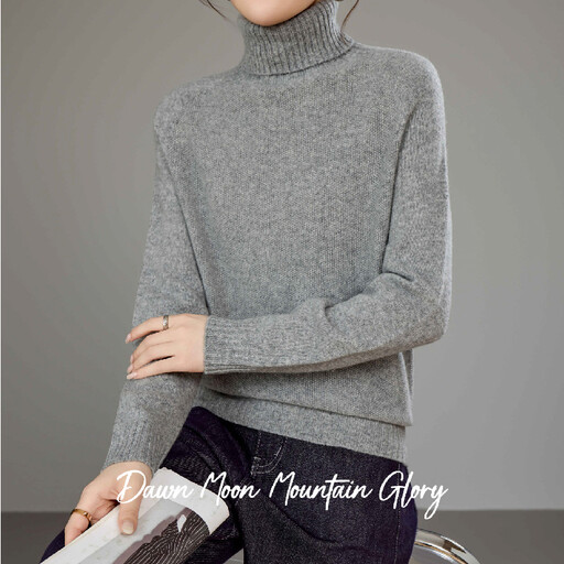Basic Crew Neck Underwear Wool Cashmere Blend Shirt, 10% Cashmere / 90% Merino Wool, Light Grey, Asian L