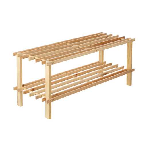 Essentials by Premier 2 Tier Cedar Wood Shoe Rack