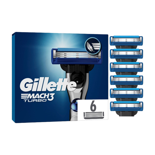 GILLETTE Mach3 Turbo 3D Razor Blade Refills Pack of 6