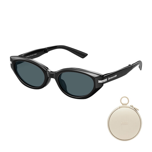 Beneunder FD315-CN304, Cat-Eye Foldable Sunglasses, Black Frame, Grey Lenses
