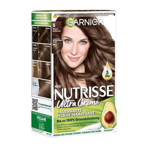 GARNIER Nutrisse Creme Care Hair Color 50 Mocha Light Brown 1 Box