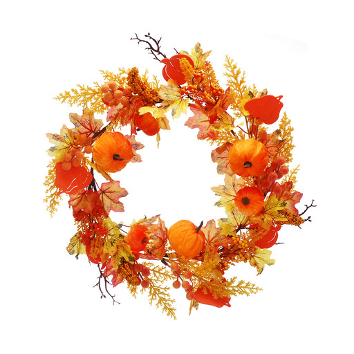 Festive Autumn Pumpkin Wreath, 45cm