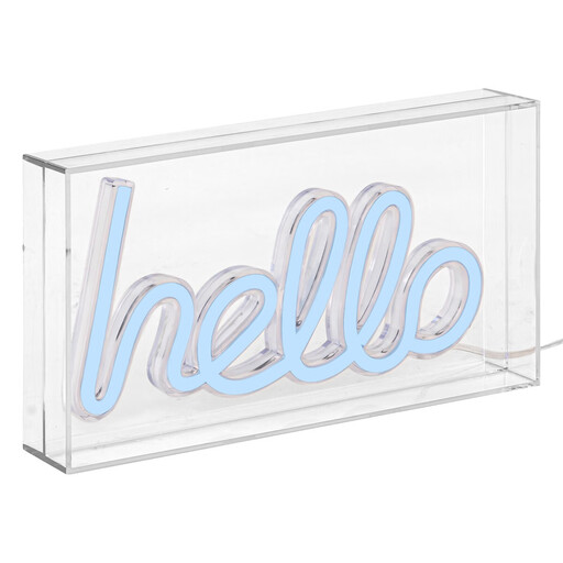 Atmosphera LED Neon Table Lamp 'Hello' - Blue, 23 x 4 x 12.5 cm