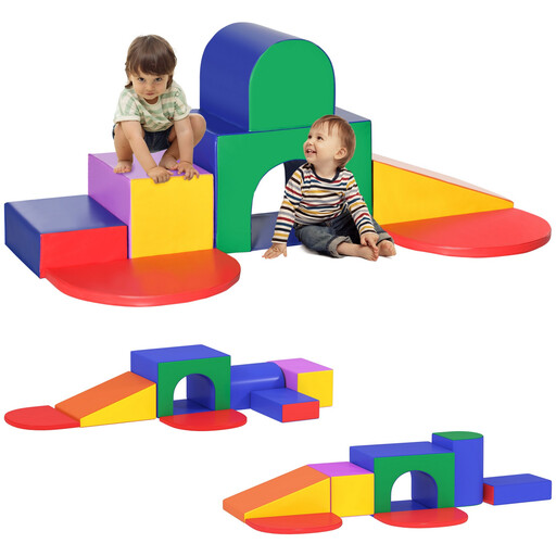 HOMCOM Kids Soft Play Set, Seven-Piece Climb and Crawl Foam Blocks