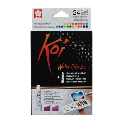 SAKURA Koi, pocket watercolour field sketch box – 24 half-pans and iridescent medium