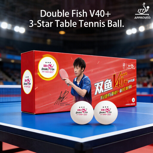 Double Fish 3-Star V40+ Professional Competition ABS Seamed Table Tennis Balls Pack of 10,white