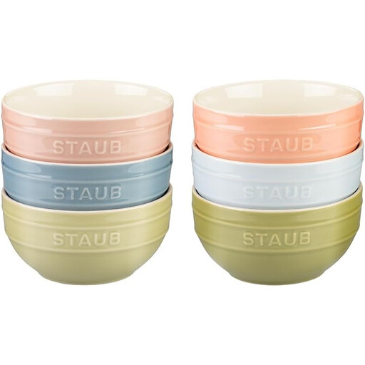 Ceramic Bowl Set， 6-Piece， Rainbow Colors