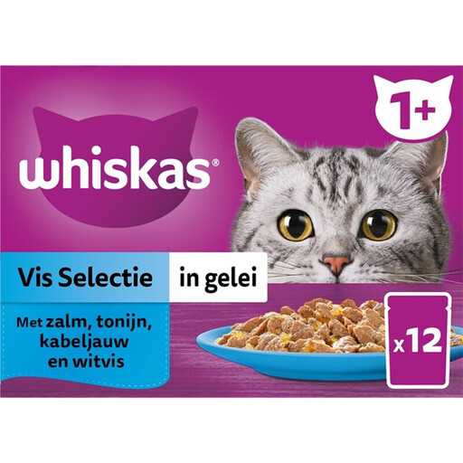 WHISKAS Adult Nat Kattenvoer Visselectie in Gelei