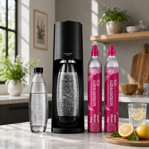 SodaStream Terra Black avec carafe en verre DUO et recharges de CO₂
