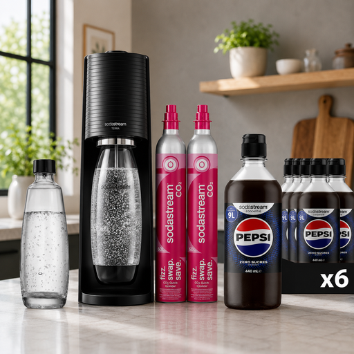 Pack SodaStream Terra avec carafes et concentrés Pepsi Zero Sugar